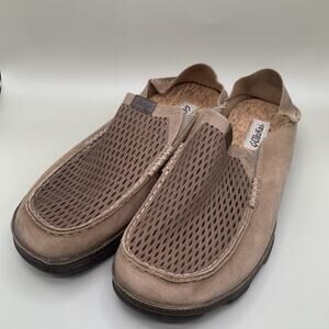 OluKai Moloa Aho Men’s 12 Nubuck Leather Slip On Loafers Clay Husk